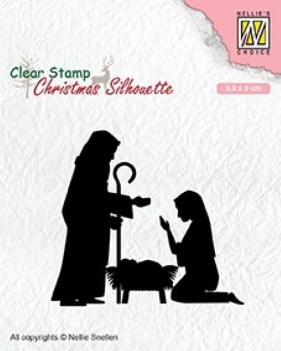 CSIL007 Clearstamp Nellie Snellen stempel kerststal native scene jozef maria kerstmis silhouet